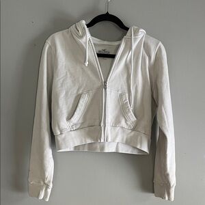 Hollister Women's Cream Zip-Up Hoodie